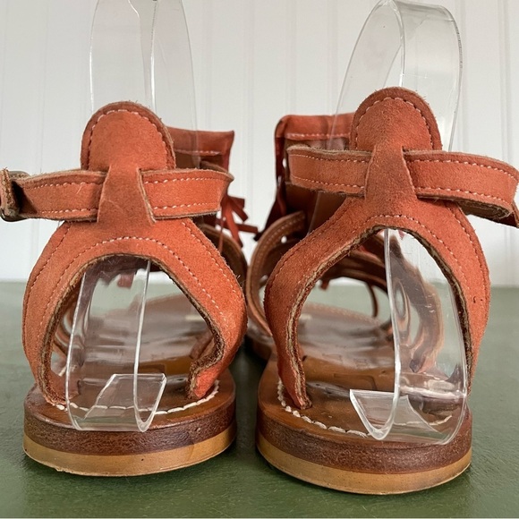 K Jacques Strappy Sandals w Fringed Vamps in Terra Cotta Nubuck *France* - Picture 4 of 12